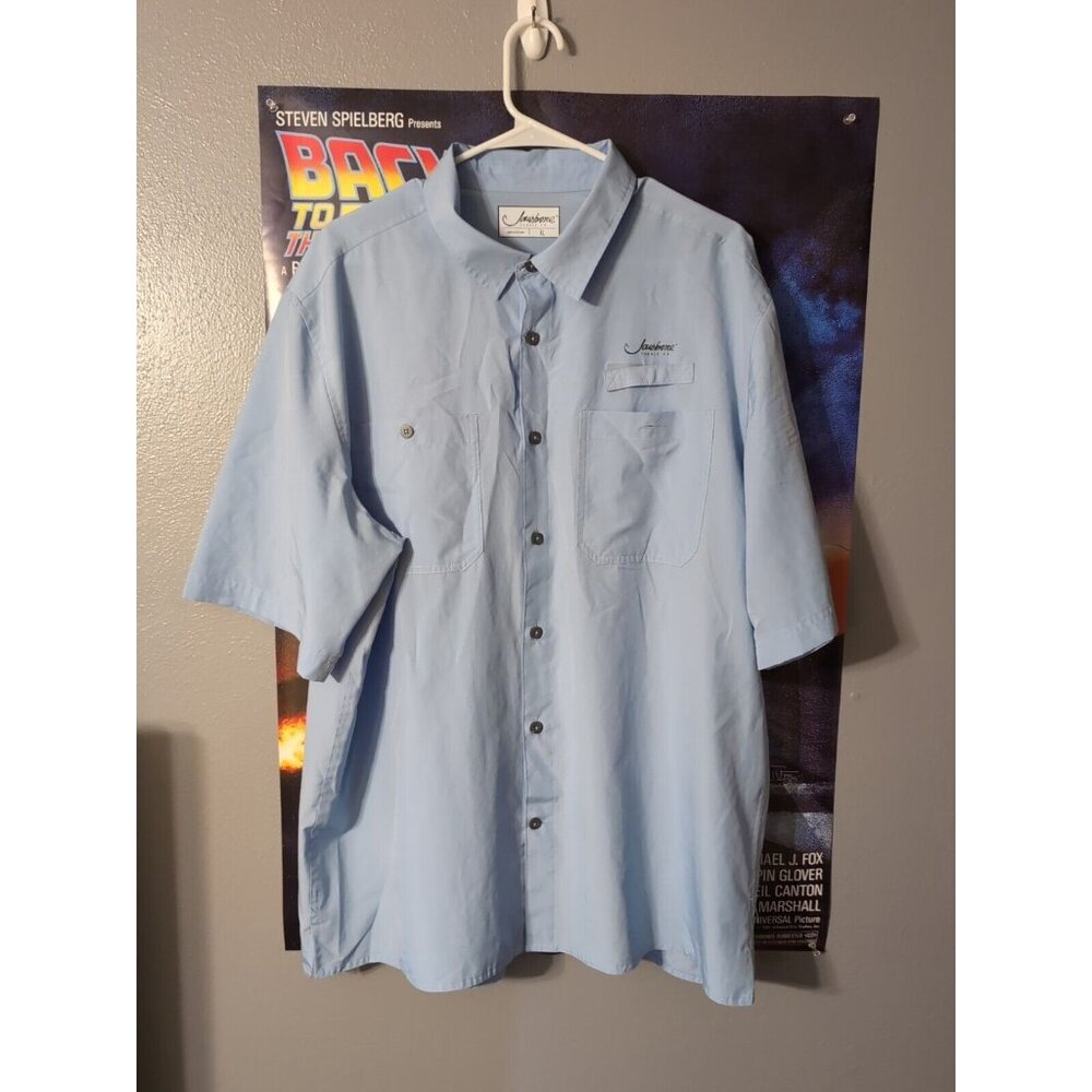 Jawbone Tackle Co Shirt Men's Size XL Blue Button Front Short Sleeve
